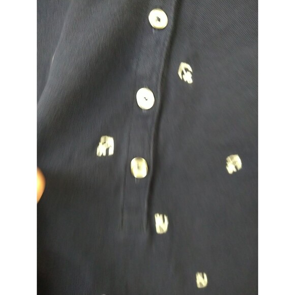 Croft&Barrow Woman M Blue Anchored Collared 1/2 Button Tank Shirt - Picture 4 of 10